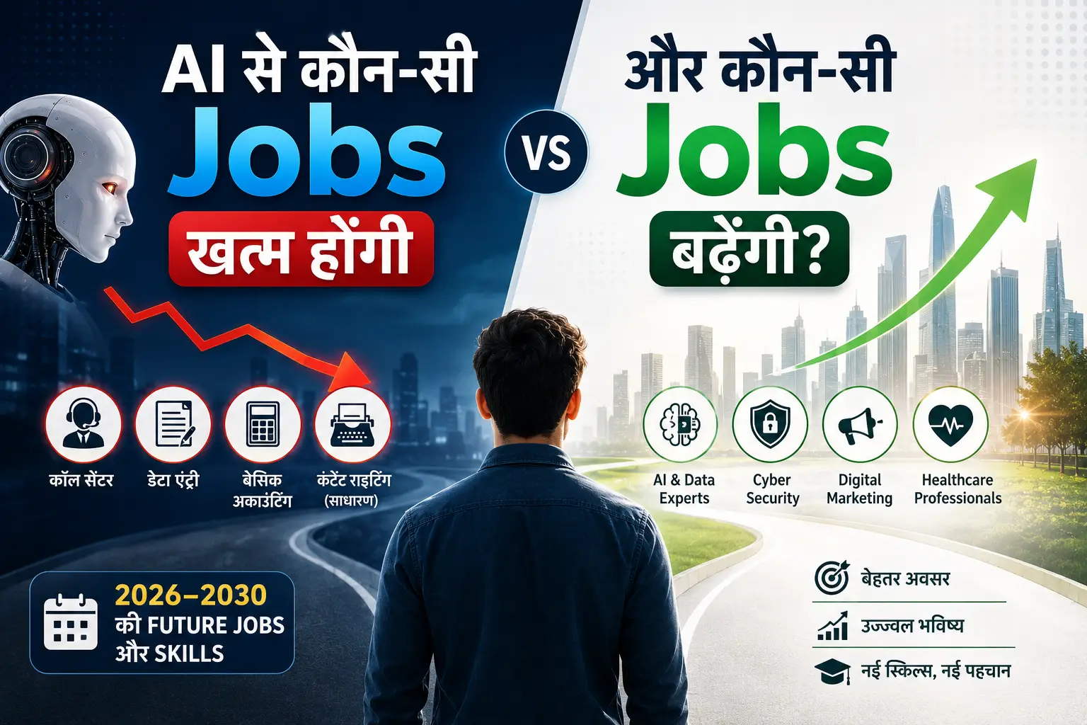 AI से कौन-सी Jobs खत्म होंगी और कौन-सी बढ़ेंगी? 2026–2030 की Future Jobs